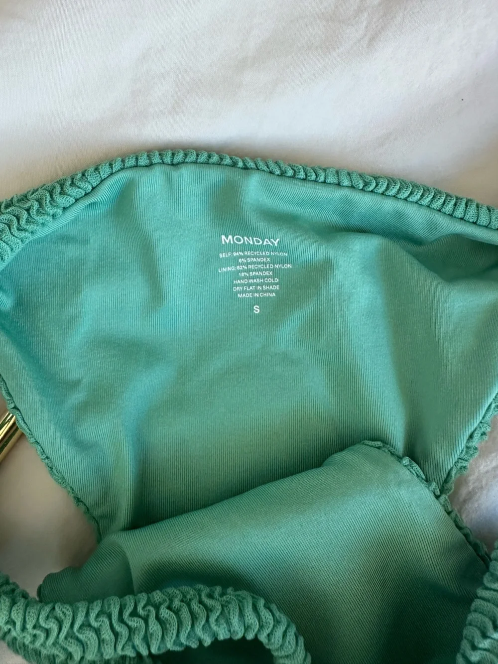 Monday Swimwear Cala Roja Top (P) + Palma Bottom (S) Set in Pond Crinkle